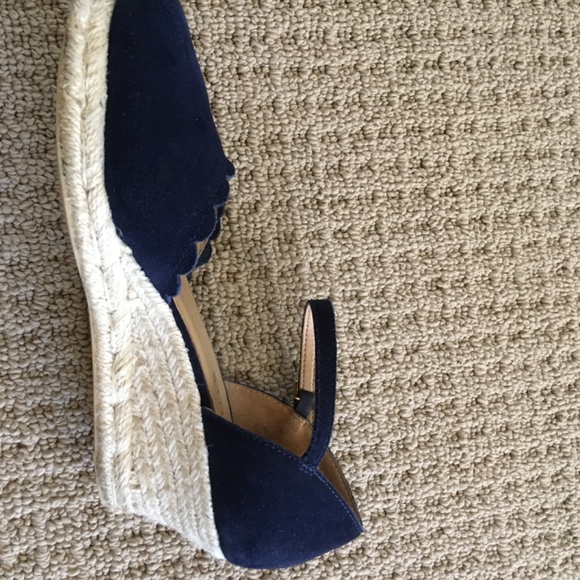 Talbots size 7.5 blue suede wedges with jute heel - Picture 6 of 6